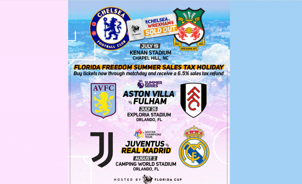 O Real Madrid enfrentará a Juventus na Florida Cup, enquanto o Wrexham desafia o Chelsea