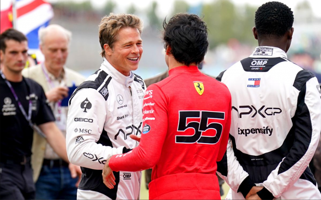 Brad Pitt joins F1 drivers on the grid at the British Grand Prix