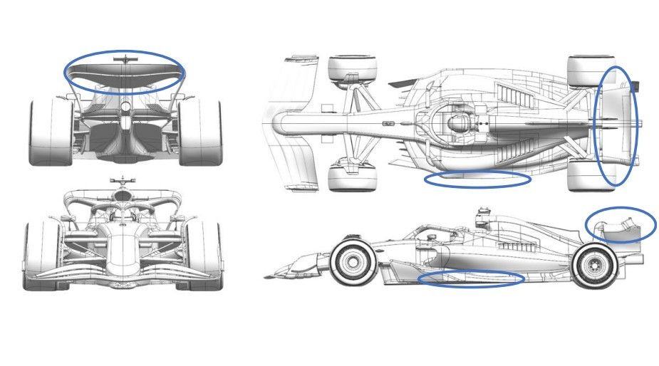 Todos con alerones nuevos, salvo McLaren, Mercedes y Alpine
