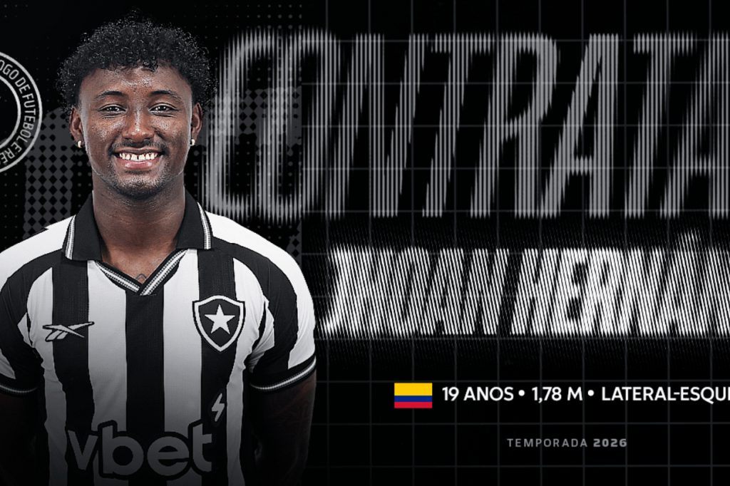 Botafogo confirma a contratação do lateral Jhoan Hernández